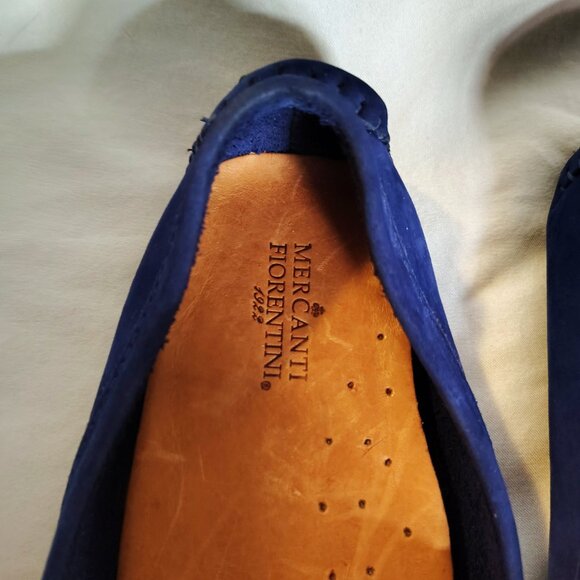 Mercanti Fiorentini Blue Suede Loafers  Italian Craftsmanship Size 8 - Picture 6 of 6